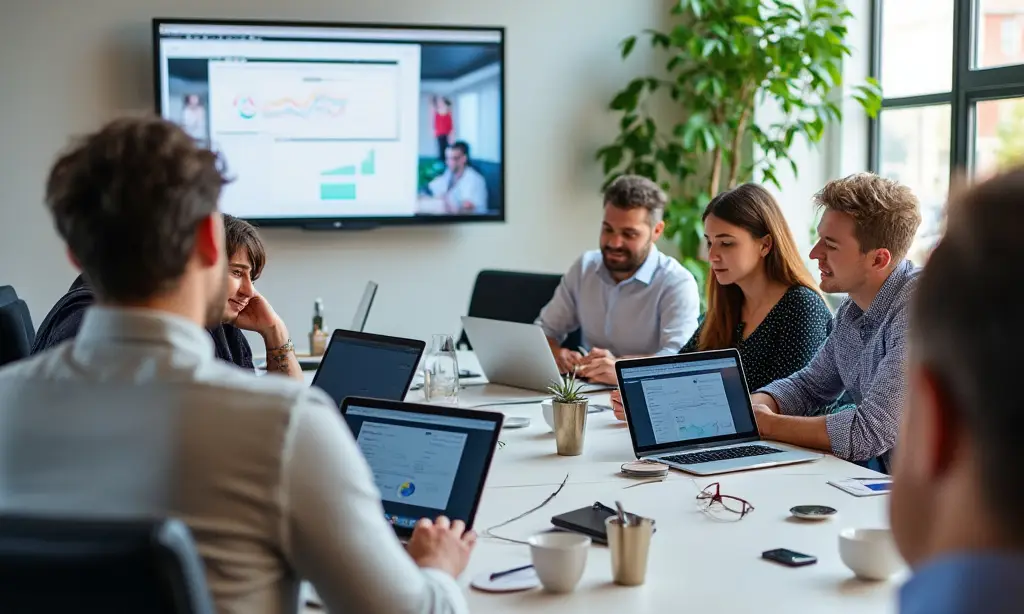 Business meeting with Hedy being used