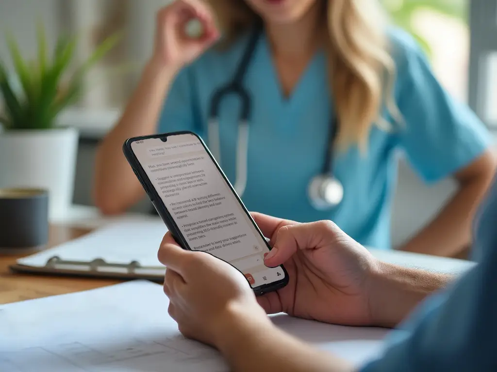 Patient using Hedy app for AI assistance